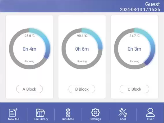 The running program and left time can be displayed in real time , allow to edit file when program is running Thermal Cycler